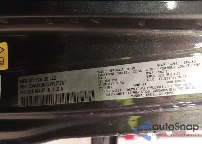 1C4HJXDN2LW345787: 41079461