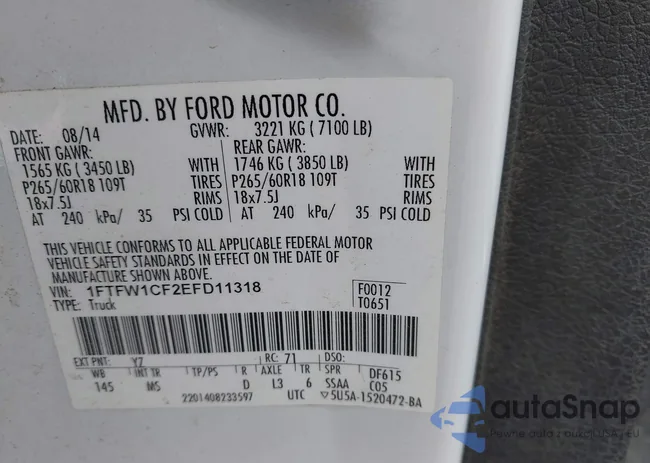 1FTFW1CF2EFD11318: 41082109