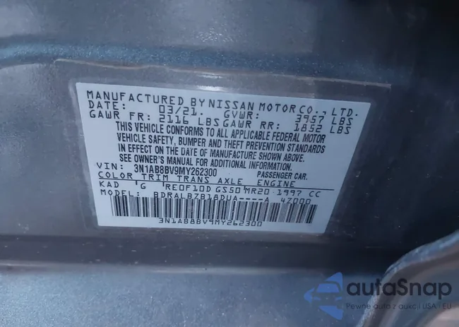 3N1AB8BV9MY262300: 41084305