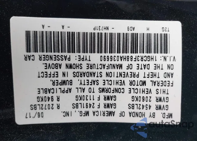 1HGCR3F88HA036690: 41086072