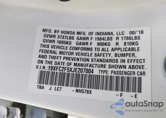 19XFC2F5XJE207004: 41087542