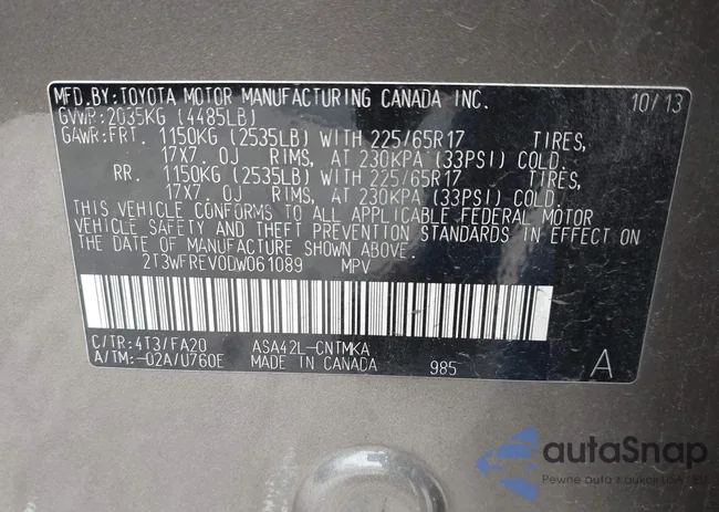 2T3WFREV0DW061089: 41096541