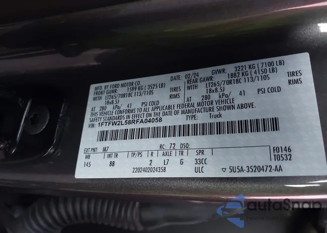 1FTFW2L58RFA04058: 41097616