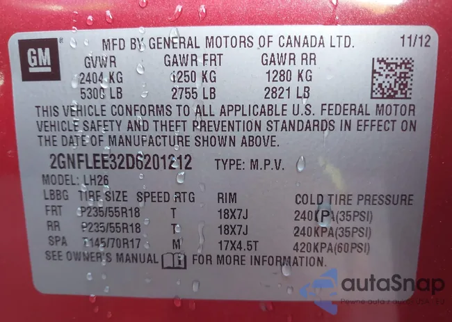 2GNFLEE32D6201212: 41101649