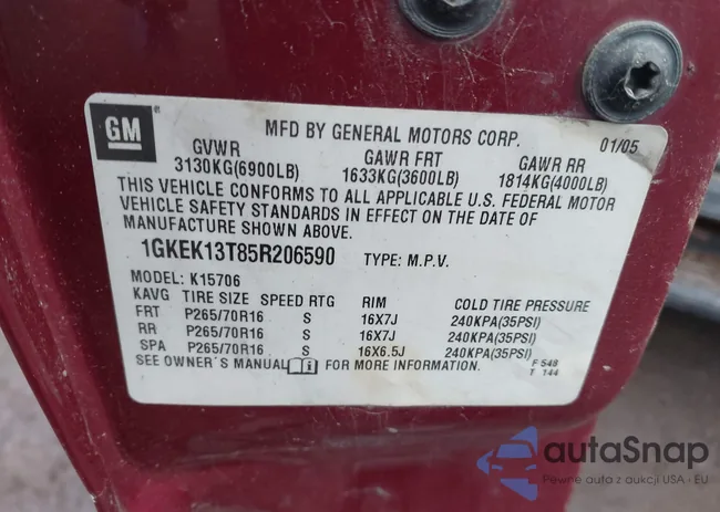 1GKEK13T85R206590: 41100996