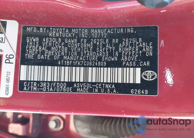 4T1BF1FK7CU624909: 41103656