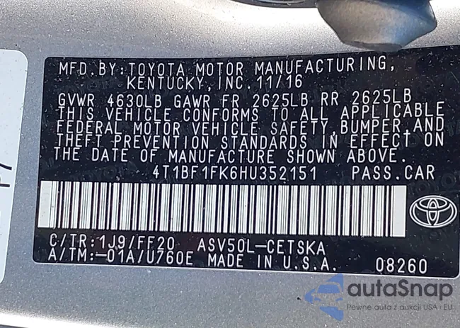 4T1BF1FK6HU352151: 41103211