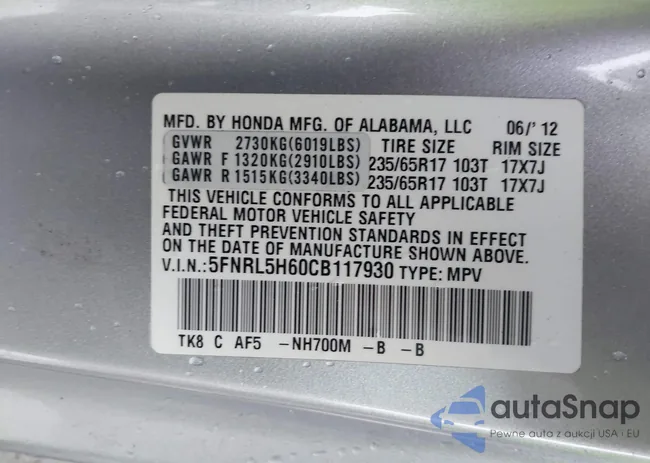 5FNRL5H60CB117930: 41104443