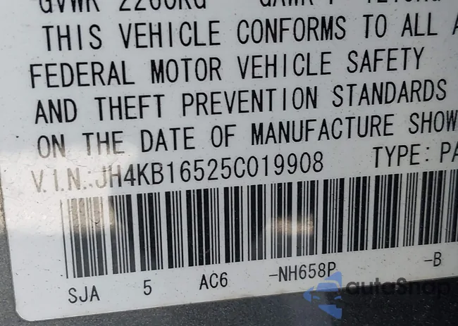 JH4KB16525C019908: 41106944