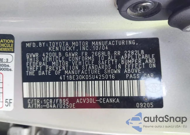 4T1BE30K05U425016: 41107067