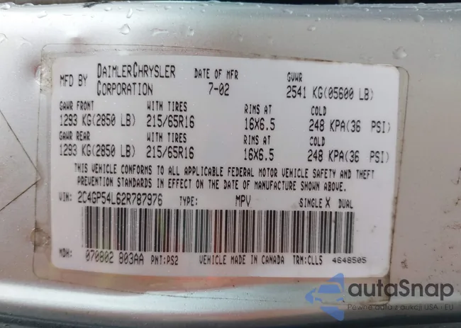 2C4GP54L62R787976: 41109317