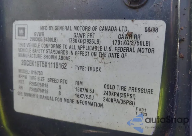 2GCEK19T5X1115162: 41110304