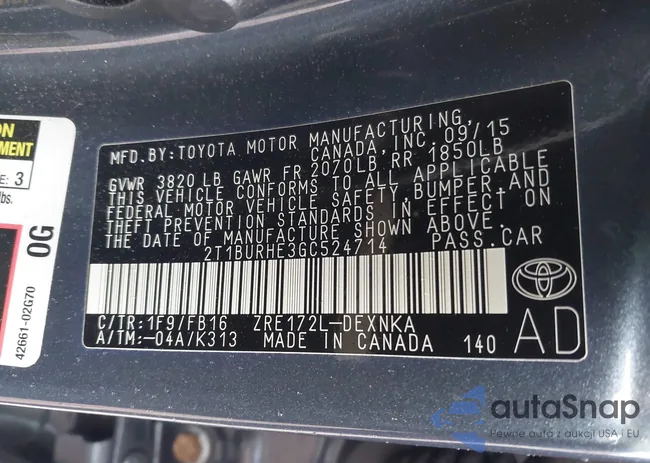 2T1BURHE3GC524714: 41113310