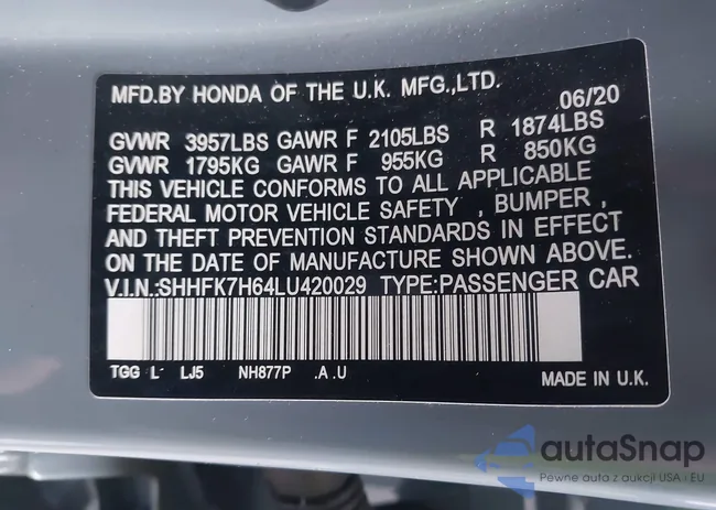 SHHFK7H64LU420029: 41113862