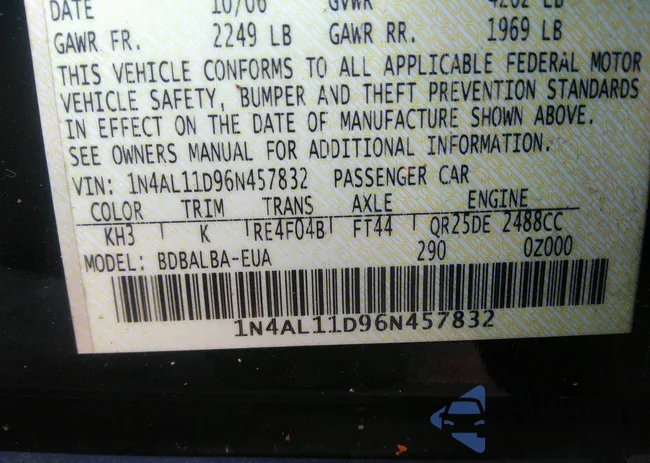 1N4AL11D96N457832: 41116414