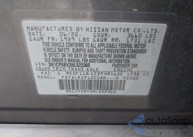 3N1CP5BV3NL522360: 41117447