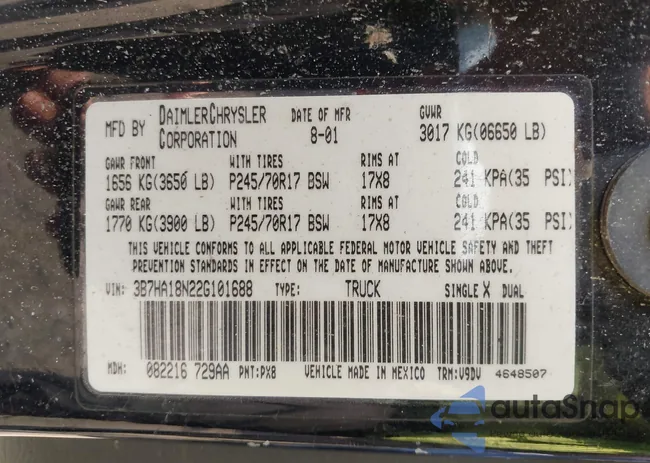 3B7HA18N22G101688: 41120067