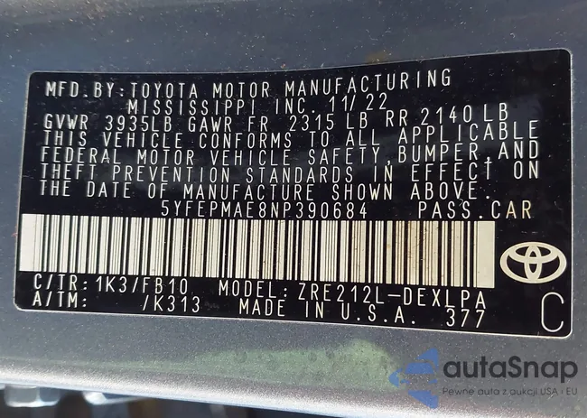 5YFEPMAE8NP390684: 41121256