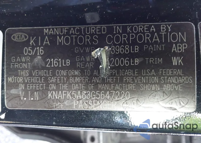 KNAFK5A83G5647220: 41123045