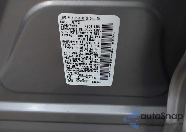 JN8AS5MV9DW651653: 41125047