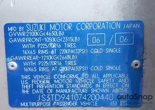 JS3TD941074200440: 41125927