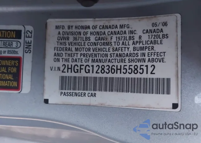 2HGFG12836H558512: 41130174