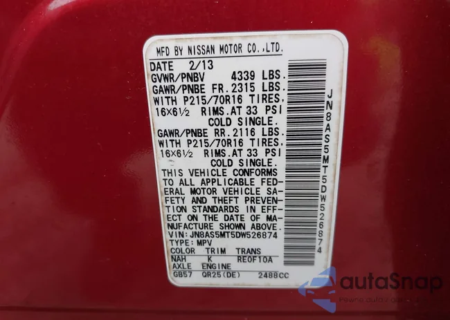 JN8AS5MT5DW526874: 41132138