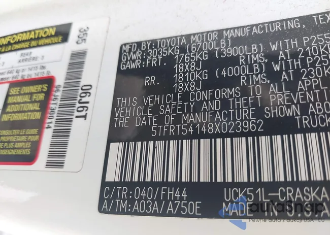 5TFRT54148X023962: 41133322