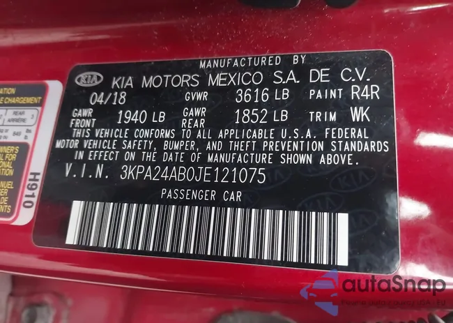 3KPA24AB0JE121075: 41133443