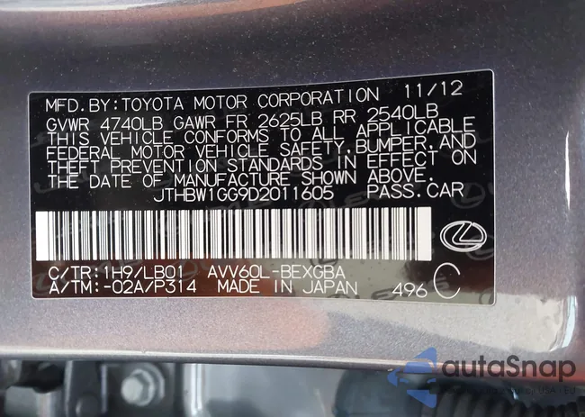 JTHBW1GG9D2011605: 41133571