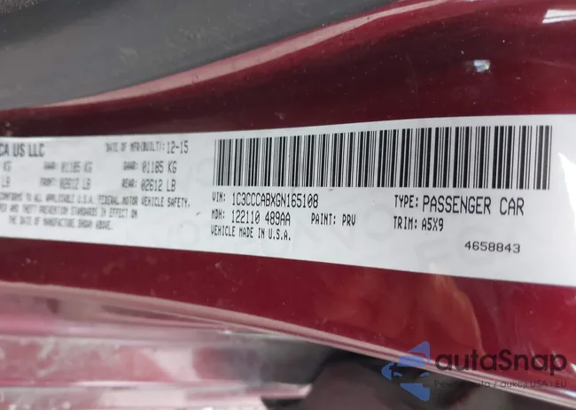 1C3CCCABXGN165108: 41137646