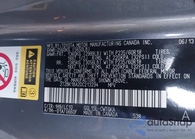 2T2BK1BA2DC213294: 41139006