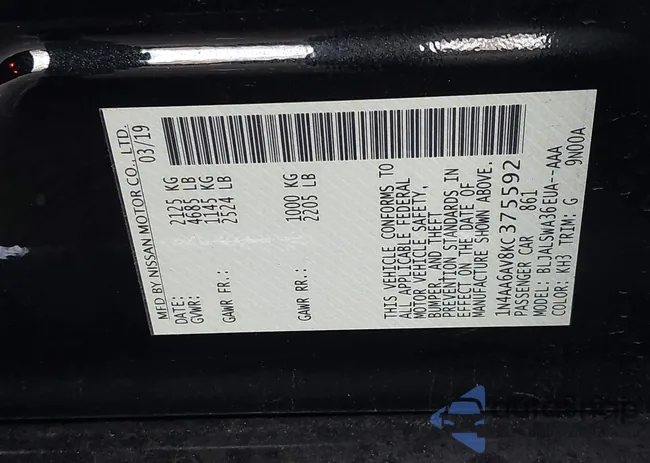 1N4AA6AV8KC375592: 41140109