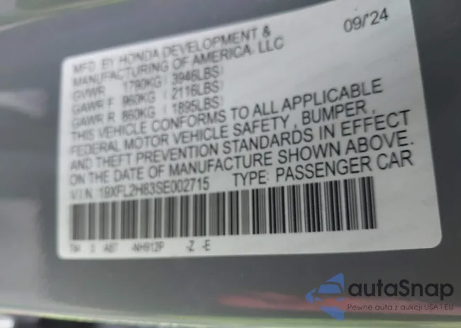 19XFL2H83SE002715: 41141510