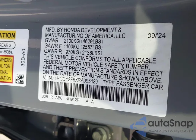 1HGCY2F6XRA095429: 41142460