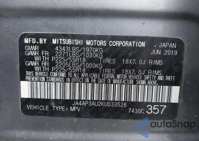 JA4AP3AU2KU033526: 41142702