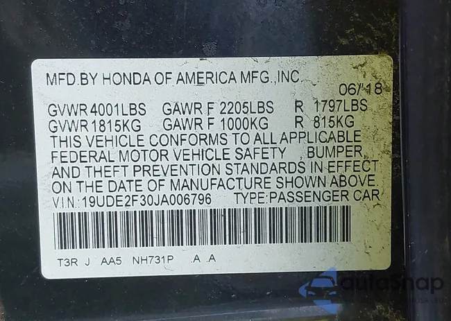 19UDE2F30JA006796: 41143460