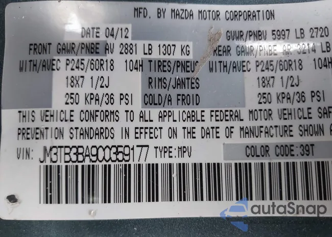 JM3TB3BA9C0359177: 41146587