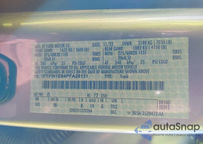 1FTFW1E84PFA28131: 41151368