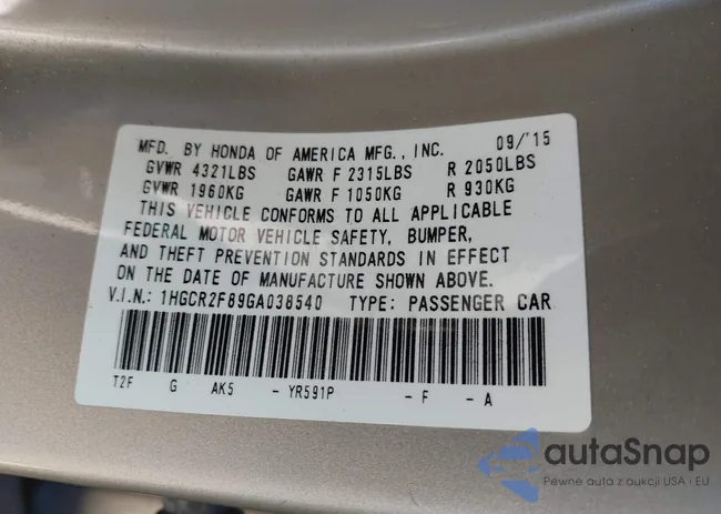 1HGCR2F89GA038540: 41155231