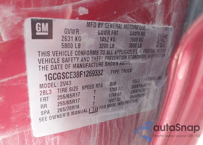 1GCGSCE38F1269332: 41156223