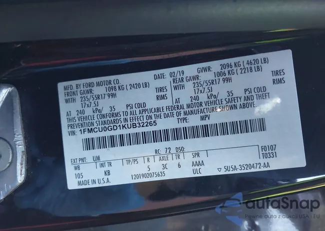 1FMCU0GD1KUB32265: 41156711