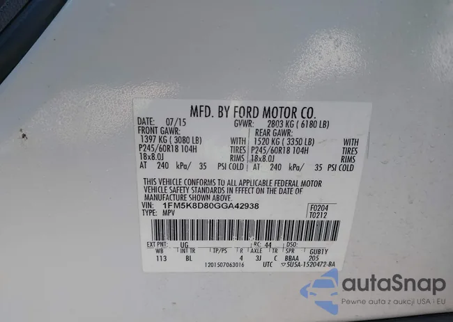 1FM5K8D80GGA42938: 41156935