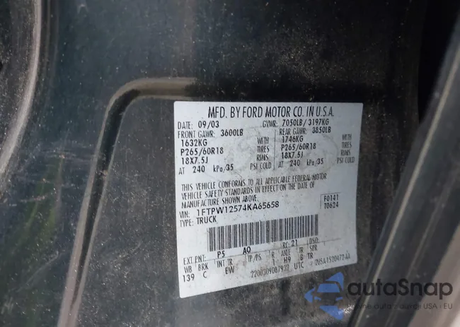 1FTPW12574KA65658: 41159642