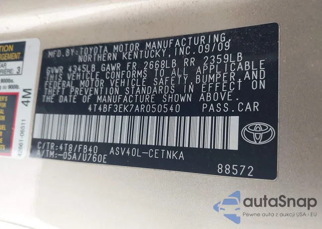 4T4BF3EK7AR050540: 41162034