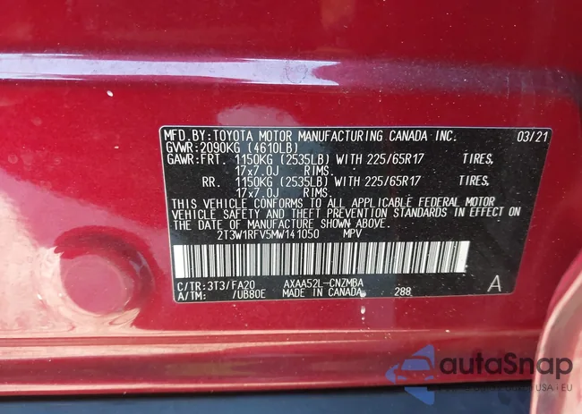 2T3W1RFV5MW141050: 41165547