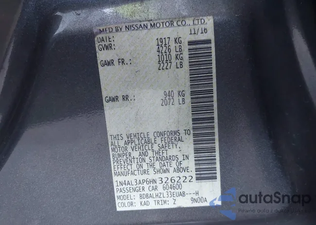 1N4AL3AP6HN326222: 41164938