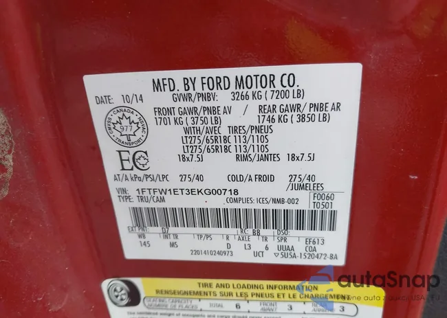 1FTFW1ET3EKG00718: 41165752