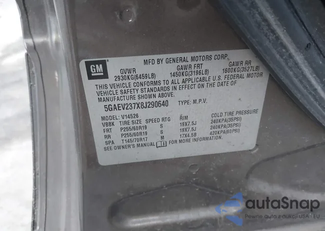 5GAEV237X8J290640: 41167484