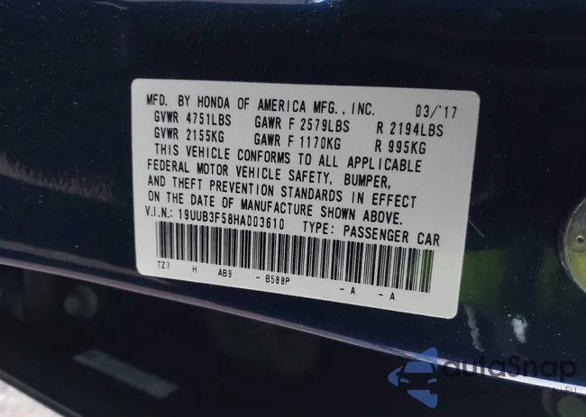 19UUB3F58HA003610: 41166886